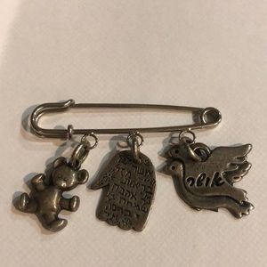 Christian  Dior safety pin brooch with baby charms